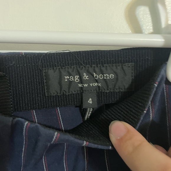 Rag & Bone Womens Size 4 Simone Pants Pinstripe Snap-cuff Blue High Rise Cropped - Picture 3 of 4